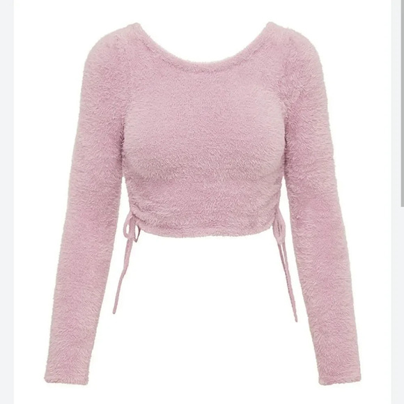 FOR LOVE AND lemons pink Cropped faux mohair sweater top - Picture 2 of 14